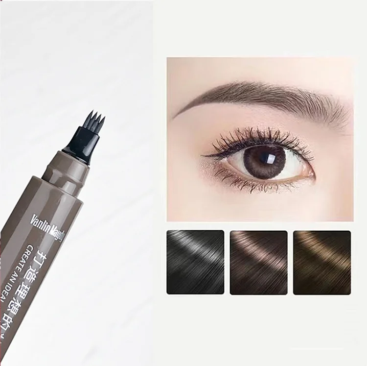 Waterproof sweat-proof and non-smudging four-pronged eyebrow pencil