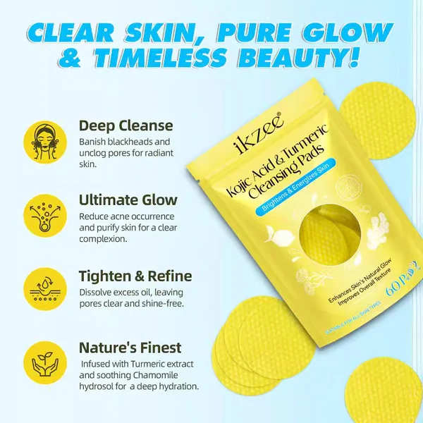 ikzee Turmeric Cleansing Exfoliating Pads Facial Cleansing Skincare