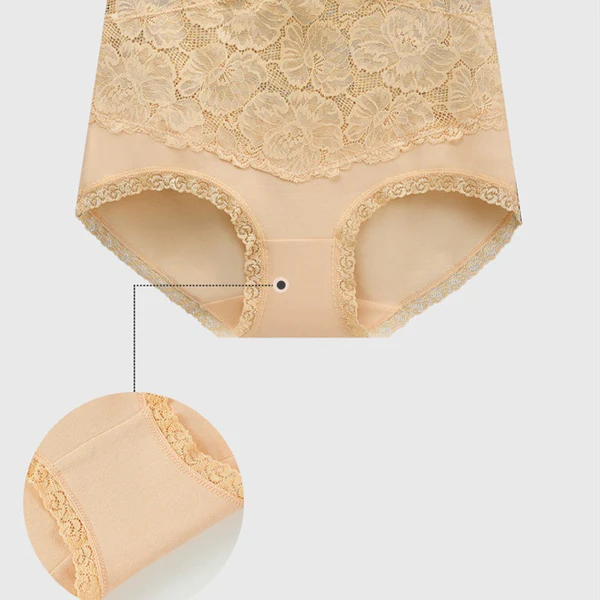 Womens Sexy Lace High-Waist Cotton Panties