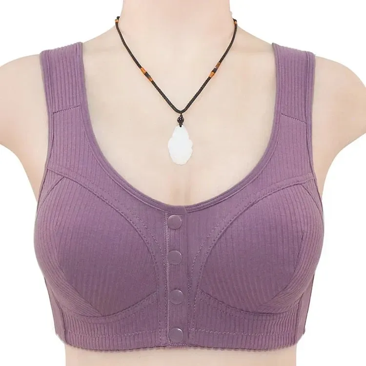 COMFORTABLE FRONT CLOSURE WIRELESS PLUS SIZE BUTTON BRA