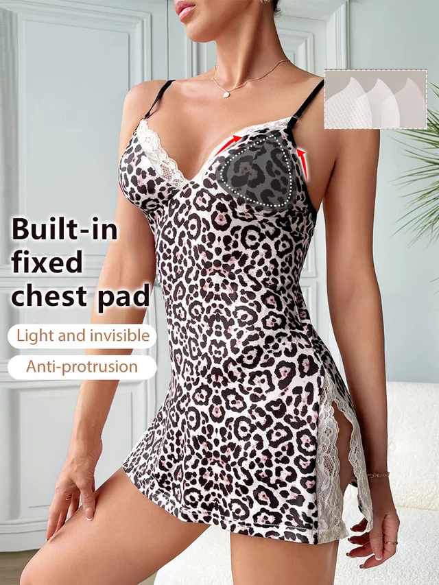 Leopard Print Sexy Cami Nightgown