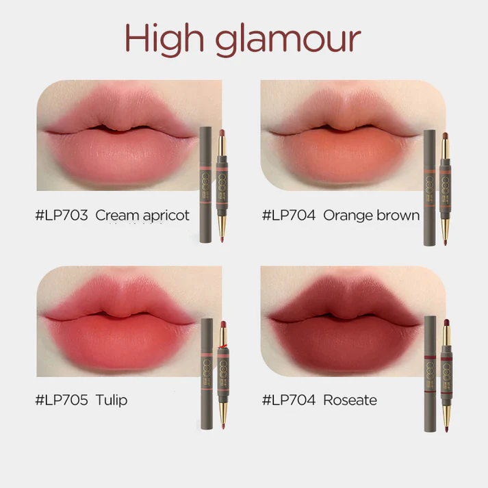 One stroke two uses double ended lipstick pencil