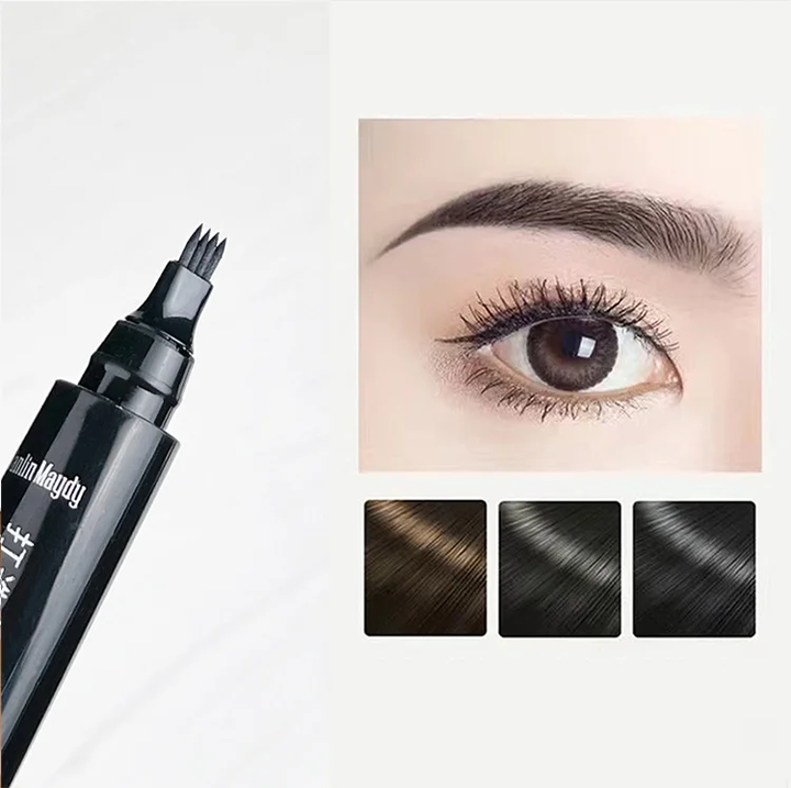 Waterproof sweat-proof and non-smudging four-pronged eyebrow pencil