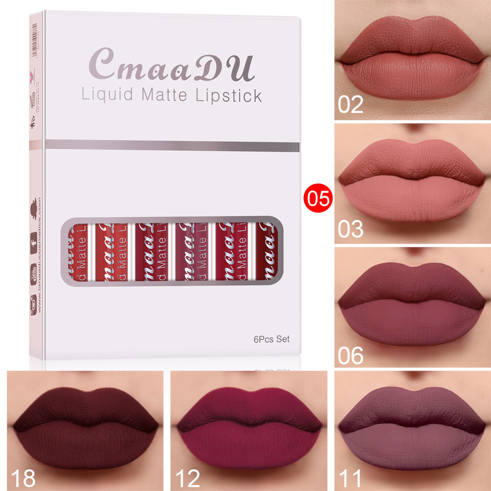 6Pcs/Set Long-lasting Matte Liquid Lipstick Waterproof