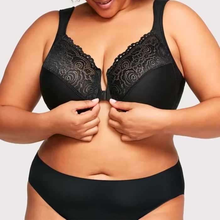 Front Closure Plus Size Full Coverage Lace Bra