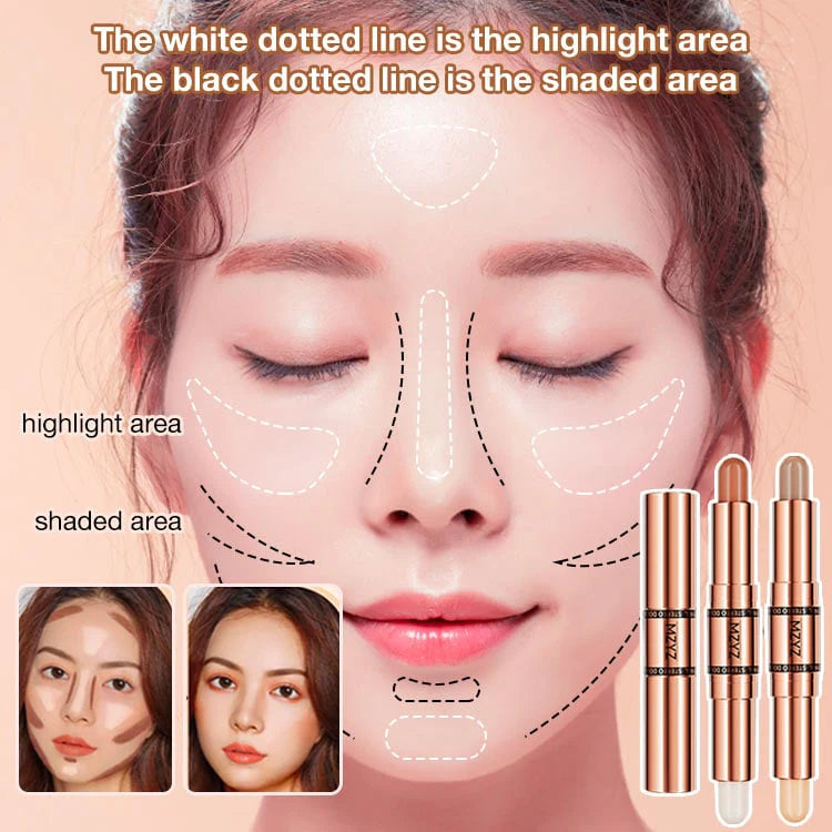 Double Head Makeup Stick-Highlighter & Contour-Fast and simple operation for beginners