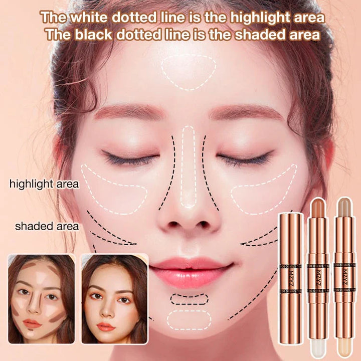 Double Head Makeup Stick-Highlighter & Contour-Fast and simple operation for beginners