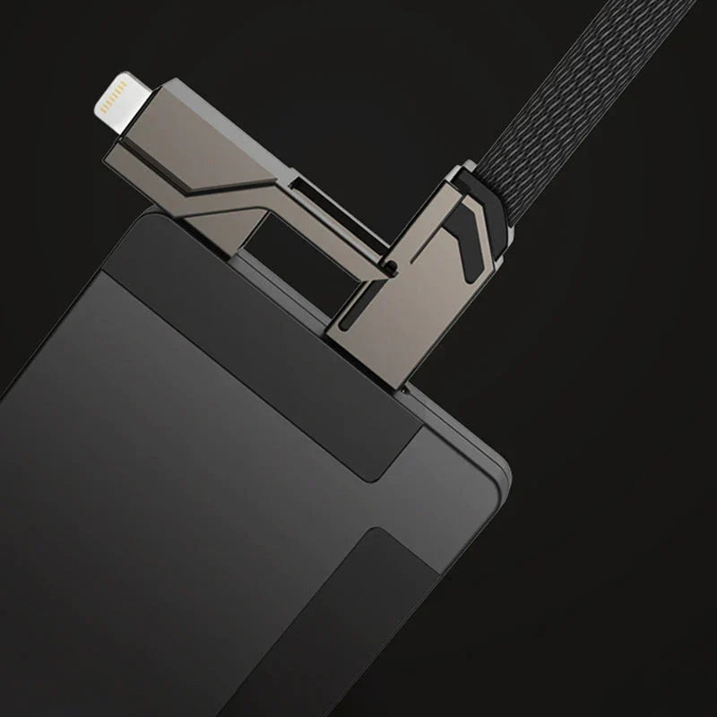 4 in 1 Flat Braided Anti Tangle Charger Cord with Velcro