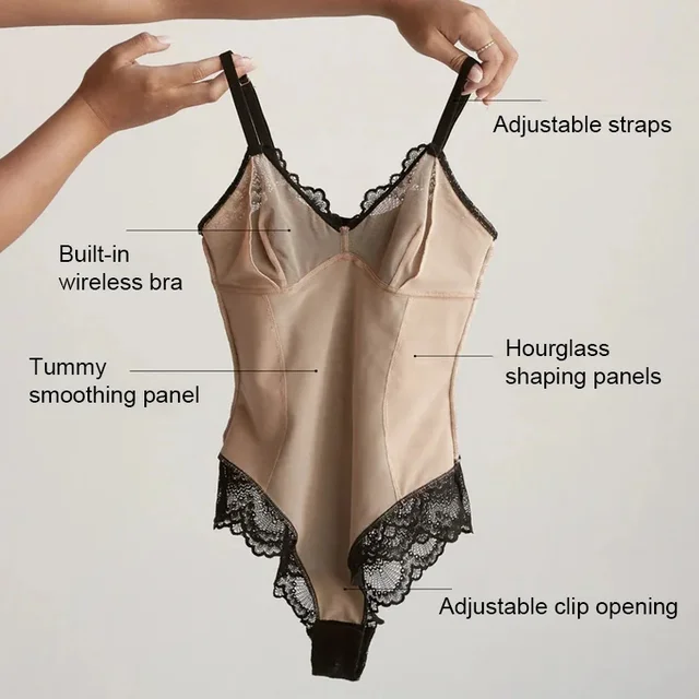 2024 summer Sexy Lace Tummy Control Bodysuit