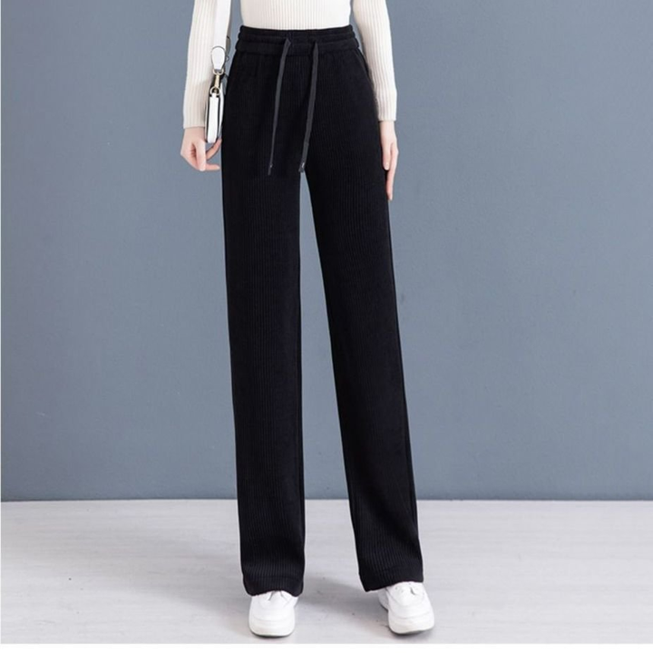 Womens Wide Legged Drawstring Straight Pants