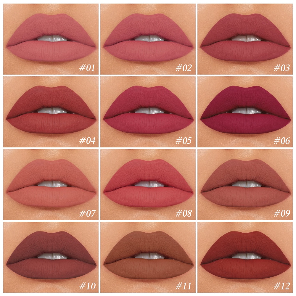 12 Colors Waterproof Lightweight Long-lasting Matte Lip Stain