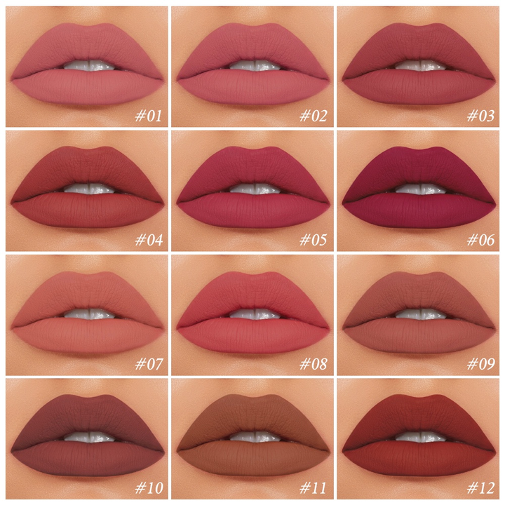 12 Colors Waterproof Lightweight Long-lasting Matte Lip Stain