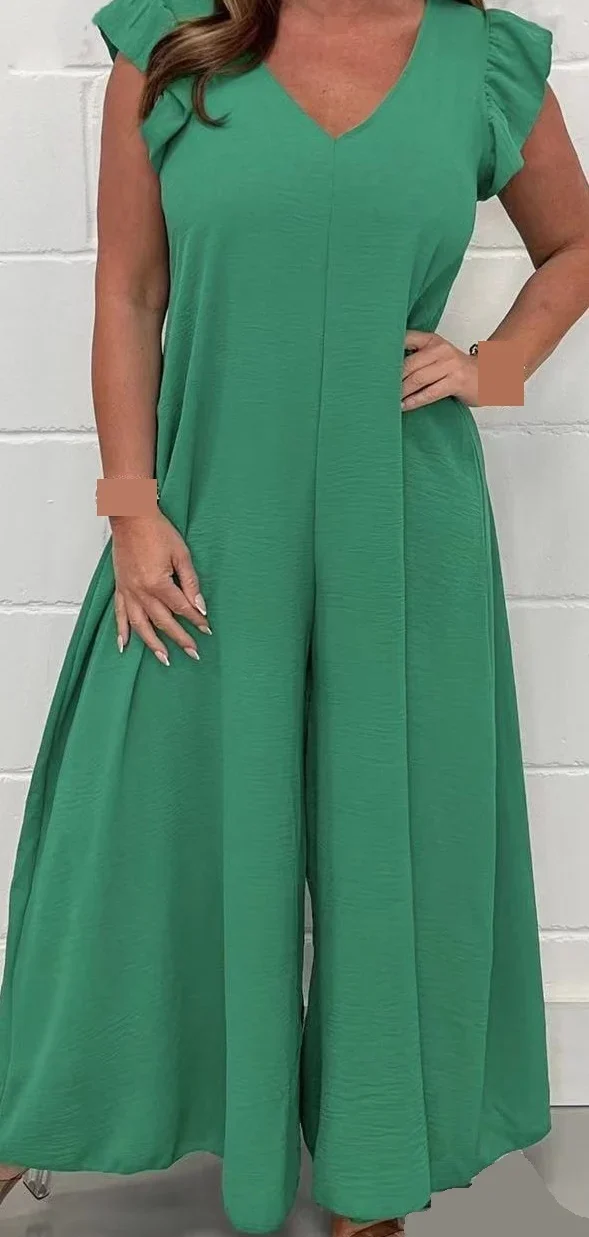 2024 SUMMER NEW RUFFLED WIDE LEG CASUAL JUMPSUIT