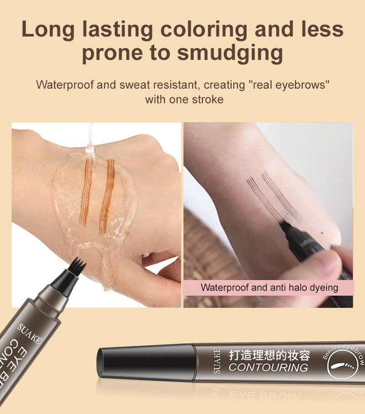Waterproof sweat-proof and non-smudging four-pronged eyebrow pencil