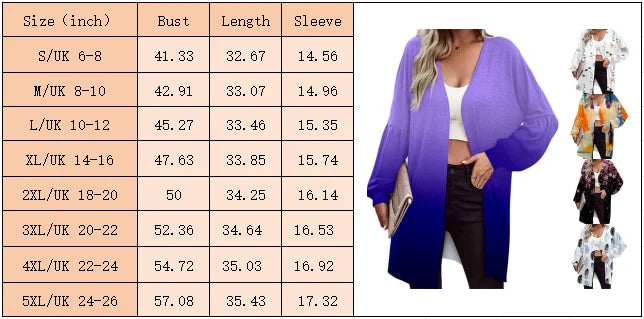 Printed Long Sleeve Cardigan Knit Jacket