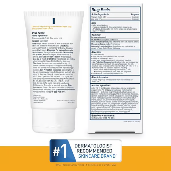 CeraVe Sheer Tint Hydrating Mineral Sunscreen SPF 30