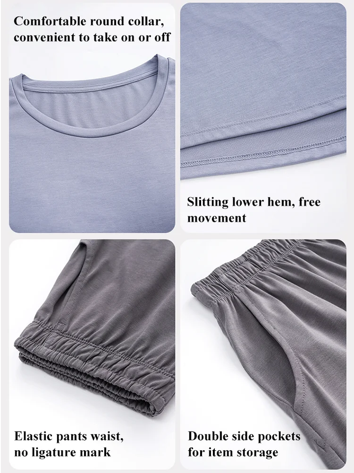 With chest pad New Ice Silk cool pajama set