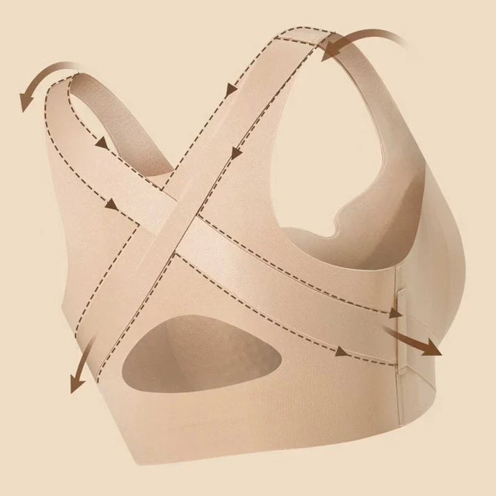 Womens Front Closure Seamless Back Support Posture Bra