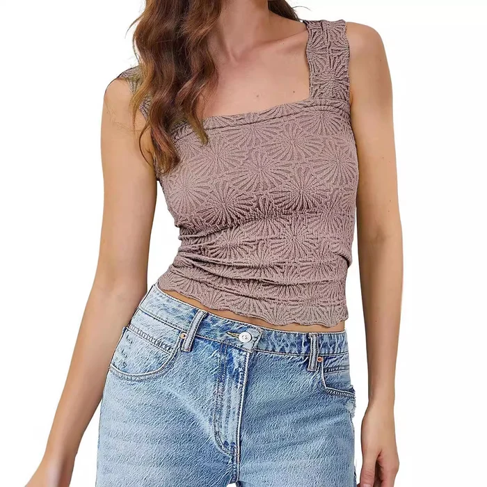 Womens Floral Embossed Sports Tank Top