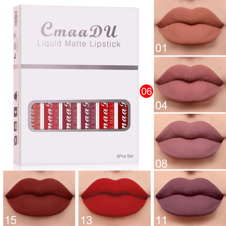 6Pcs/Set Long-lasting Matte Liquid Lipstick Waterproof