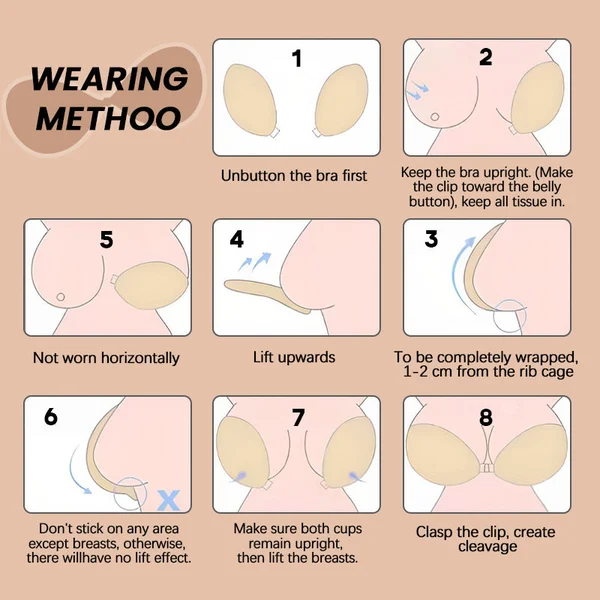 ADHESIVE BRA BACKLESS STRAPLESS REUSABLE STICKY INVISIBLE PUSH UP BRA