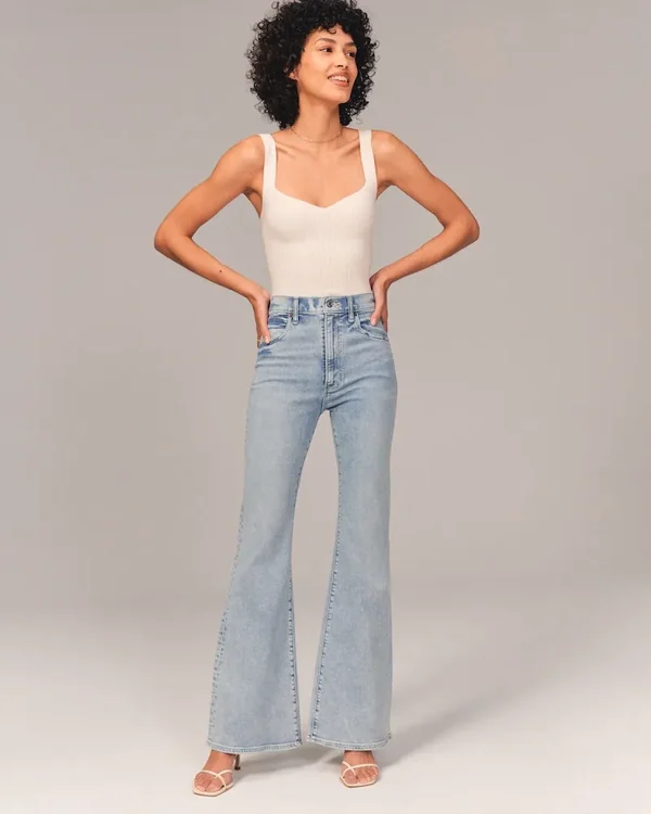 Womens 2024 Summer Ultra High Rise Stretch Flare Jean