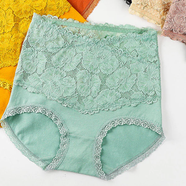 Womens Sexy Lace High-Waist Cotton Panties