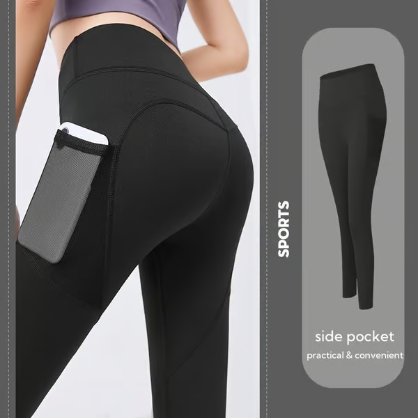 High Waisted Tummy Control Side Pocket Shaping Training Leggings