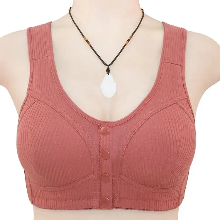 COMFORTABLE FRONT CLOSURE WIRELESS PLUS SIZE BUTTON BRA