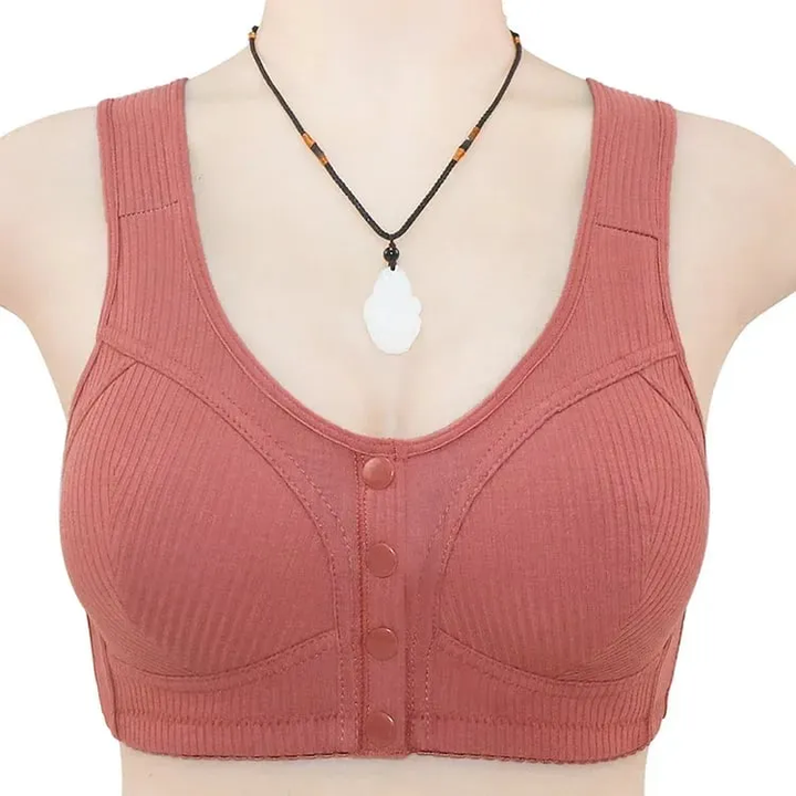 COMFORTABLE FRONT CLOSURE WIRELESS PLUS SIZE BUTTON BRA