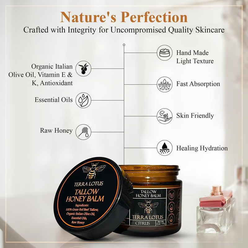 Beef Tallow and Honey Balm for Skin