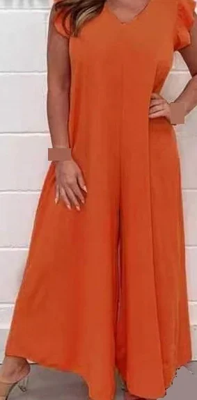 2024 SUMMER NEW RUFFLED WIDE LEG CASUAL JUMPSUIT