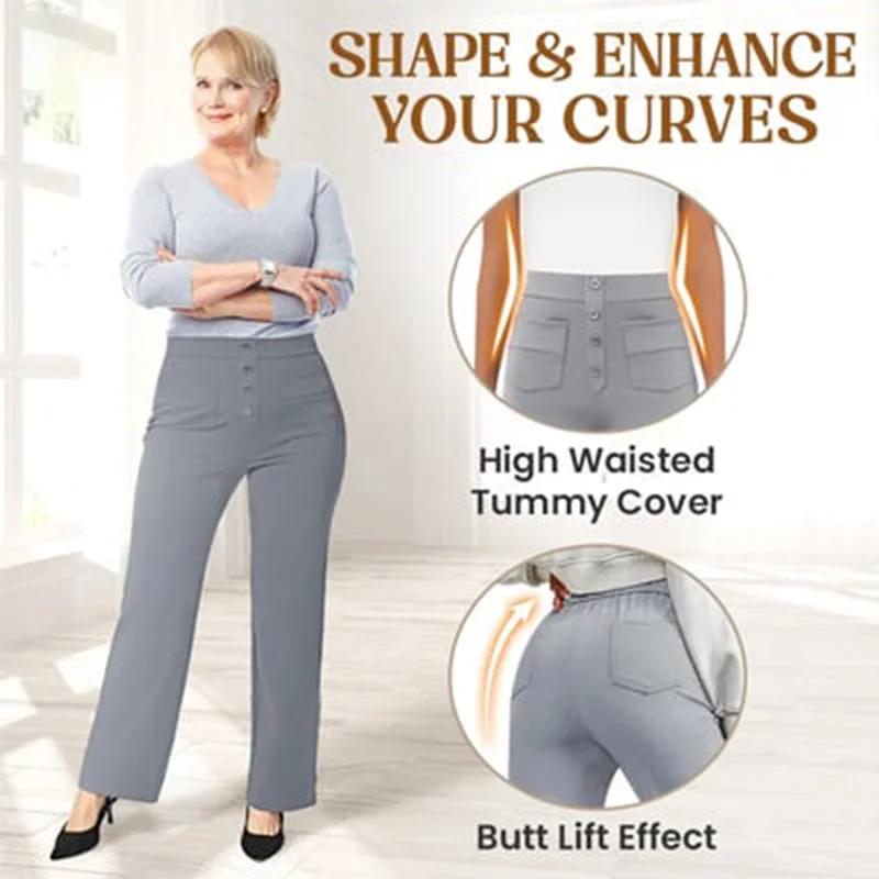 Womens Casual High Waist Stretch Pants