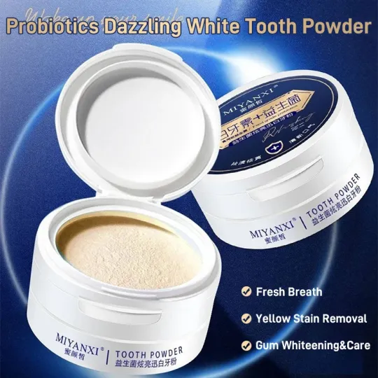 Probiotic whitening and yellowing teeth cleaning powder