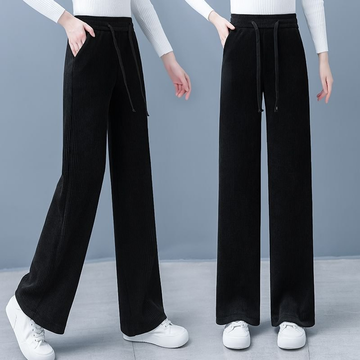 Womens Wide Legged Drawstring Straight Pants
