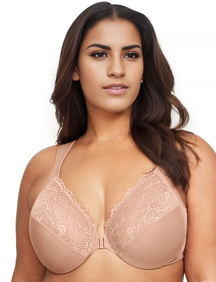 Front Closure Plus Size Full Coverage Lace Bra