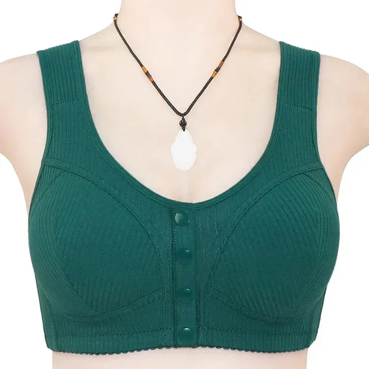 COMFORTABLE FRONT CLOSURE WIRELESS PLUS SIZE BUTTON BRA