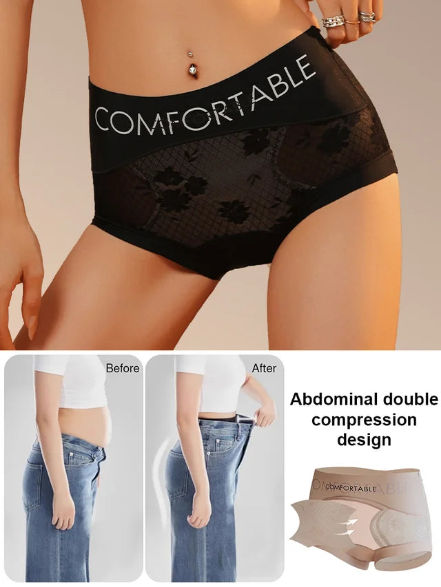 High waist seamless lace panties