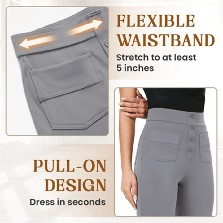 Womens Casual High Waist Stretch Pants