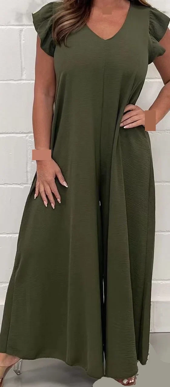 2024 SUMMER NEW RUFFLED WIDE LEG CASUAL JUMPSUIT