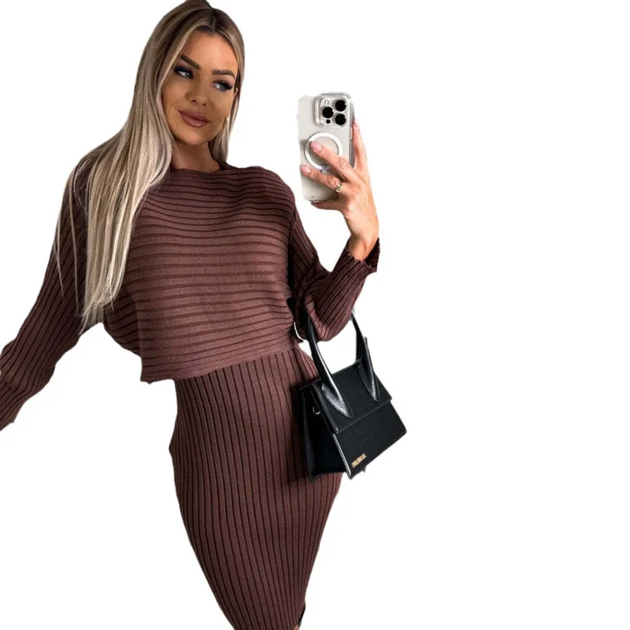 Knit Pullover Sweater and Cami Dress Set