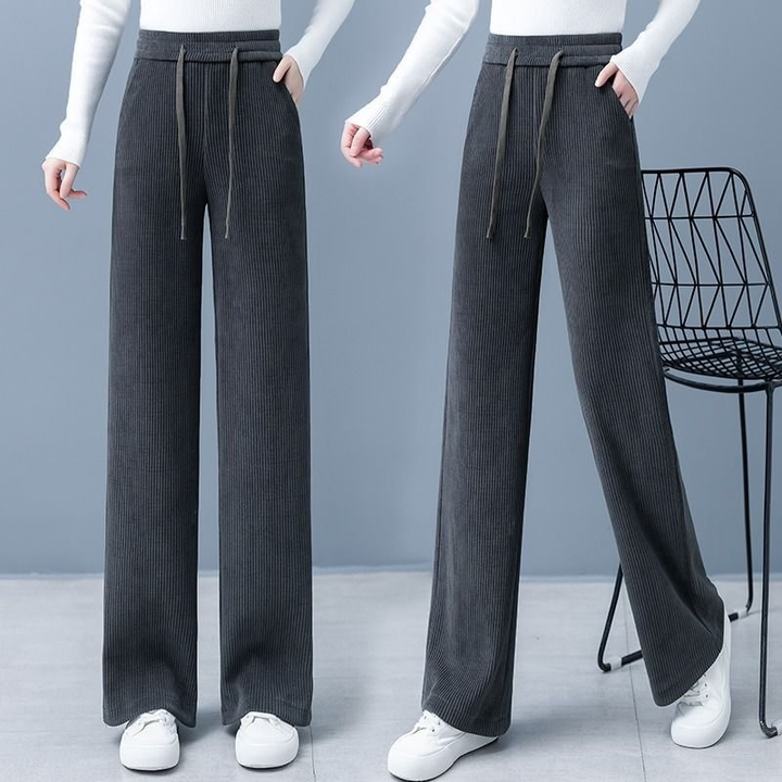 Womens Wide Legged Drawstring Straight Pants