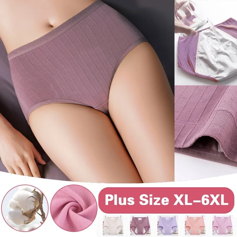 High waist plus size cotton antibacterial and hygroscopic physiological underwear