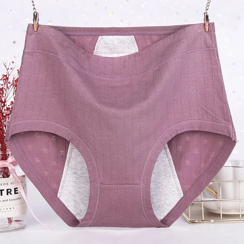 High waist plus size cotton antibacterial and hygroscopic physiological underwear