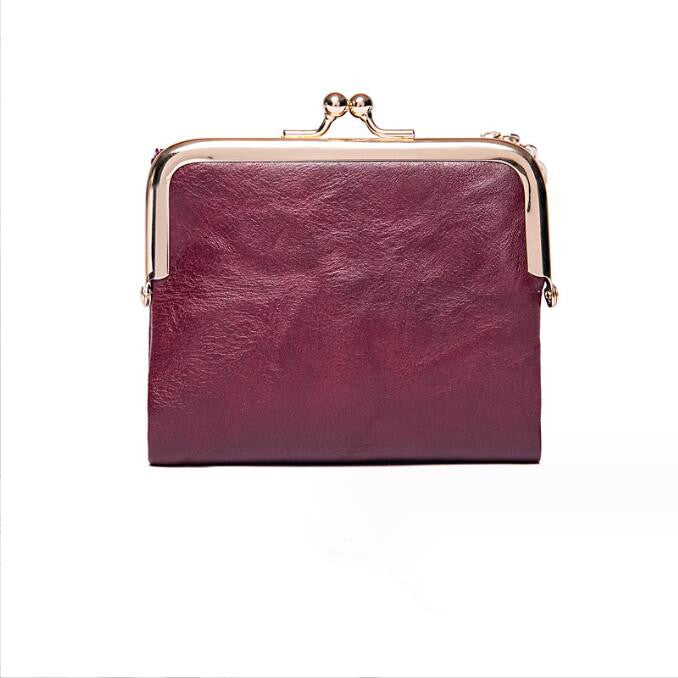 Cowhide Retro Short Wallet Women's Multifunctional Clip Coin Purse