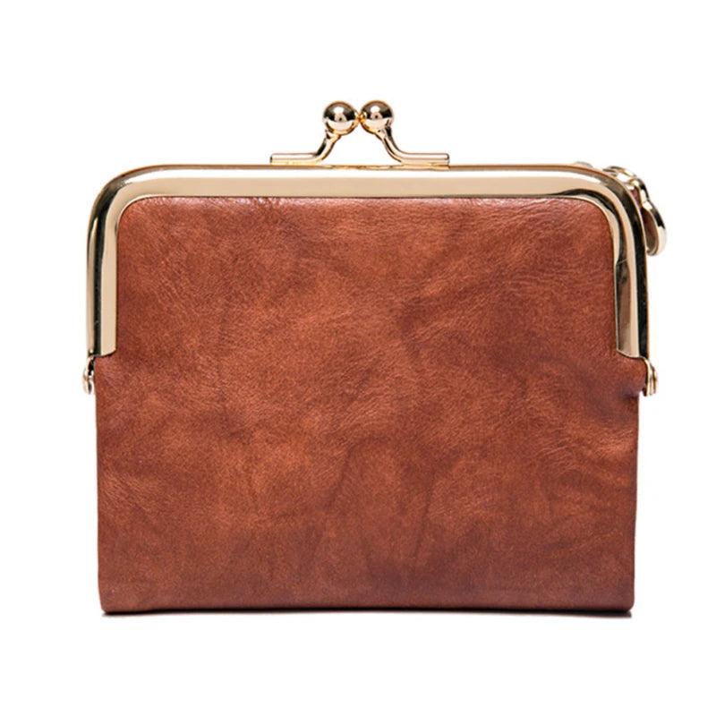 Cowhide Retro Short Wallet Women's Multifunctional Clip Coin Purse