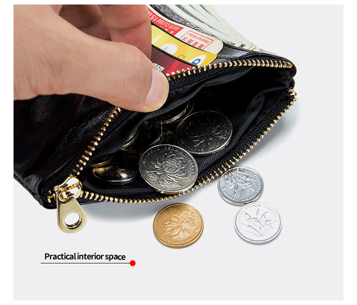 Cowhide Retro Short Wallet Women's Multifunctional Clip Coin Purse