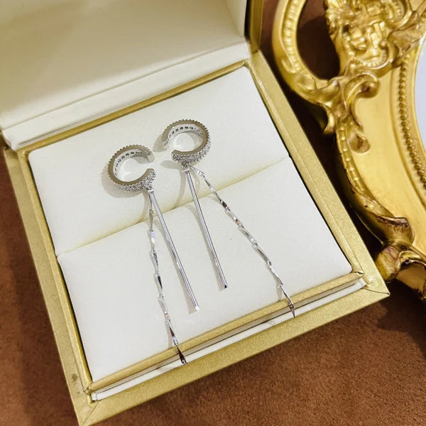 🔥Cube molecular tassel long ear clip🔥