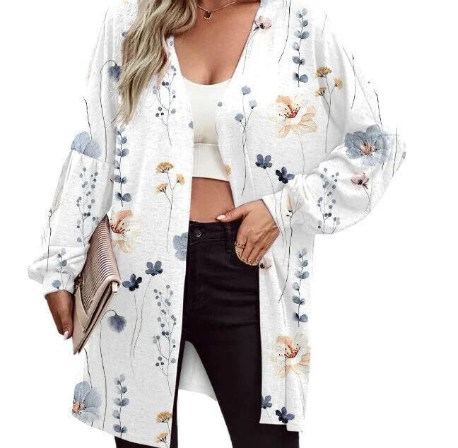 Printed Long Sleeve Cardigan Knit Jacket