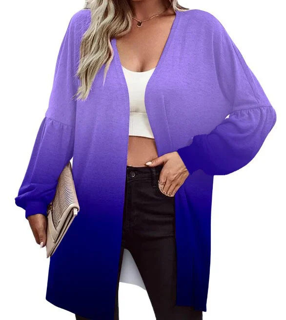 Printed Long Sleeve Cardigan Knit Jacket